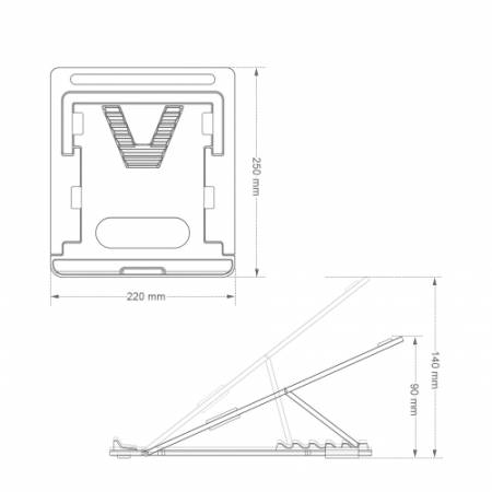 Camrock JP-1 - podstawka pod laptopa/tableta, wymiary